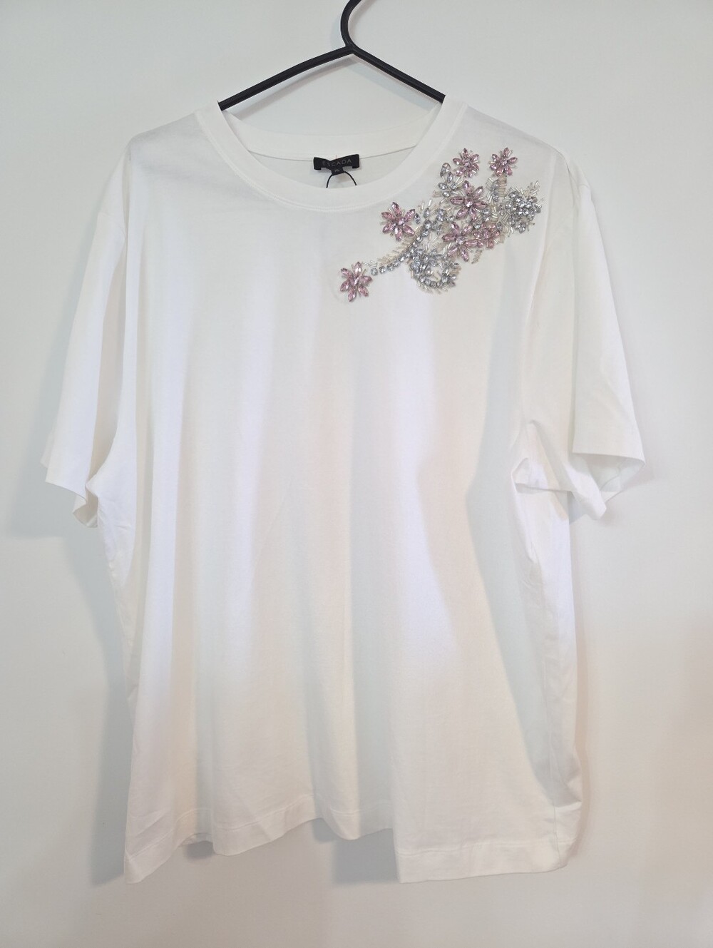 Escada NWOT crystal embellished cotton Tshirt Sz XL